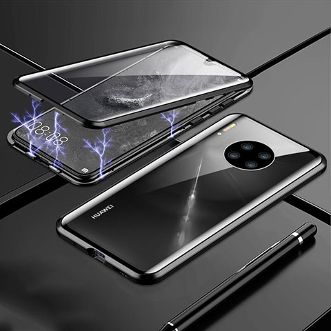 Huawei Mate 30 5G用ケース 高級感 手触り良い アルミメタル 製の金属製 360度 フルカバーバンパー 鏡面 カバー T01 ファーウェイ ブラック