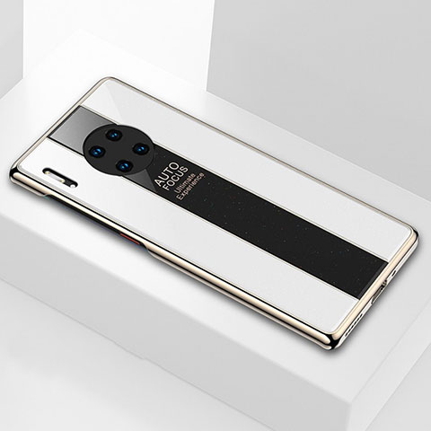 Huawei Mate 30 5G用ハイブリットバンパーケース プラスチック 鏡面 カバー T01 ファーウェイ ホワイト