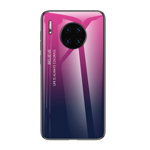 Huawei Mate 30 5G用ハイブリットバンパーケース プラスチック 鏡面 虹 グラデーション 勾配色 カバー H01 ファーウェイ マルチカラー