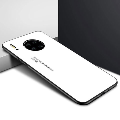 Huawei Mate 30用ハイブリットバンパーケース プラスチック 鏡面 カバー ファーウェイ ホワイト