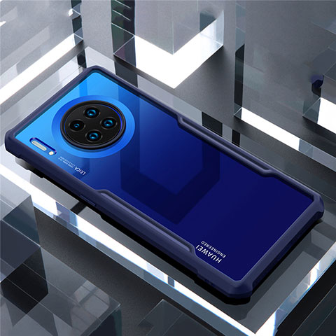 Huawei Mate 30用ハイブリットバンパーケース クリア透明 プラスチック 鏡面 カバー ファーウェイ ネイビー
