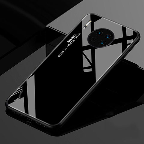 Huawei Mate 30用ハイブリットバンパーケース プラスチック 鏡面 虹 グラデーション 勾配色 カバー ファーウェイ ブラック