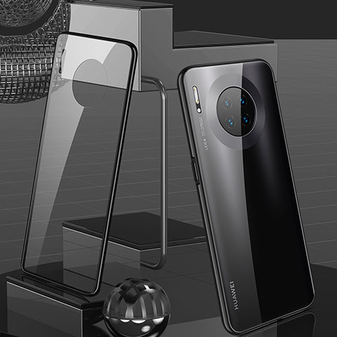 Huawei Mate 30用ケース 高級感 手触り良い アルミメタル 製の金属製 360度 フルカバーバンパー 鏡面 カバー M03 ファーウェイ ブラック