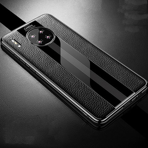 Huawei Mate 30用シリコンケース ソフトタッチラバー レザー柄 カバー Z01 ファーウェイ ブラック