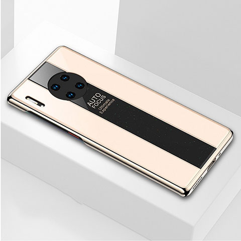 Huawei Mate 30用ハイブリットバンパーケース プラスチック 鏡面 カバー T01 ファーウェイ ゴールド