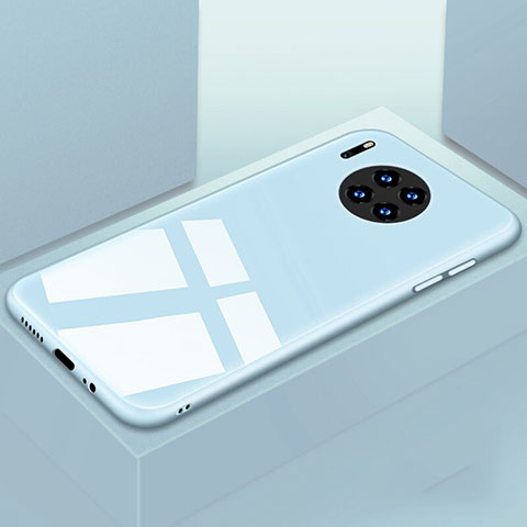Huawei Mate 30用ハイブリットバンパーケース プラスチック 鏡面 カバー T03 ファーウェイ ブルー