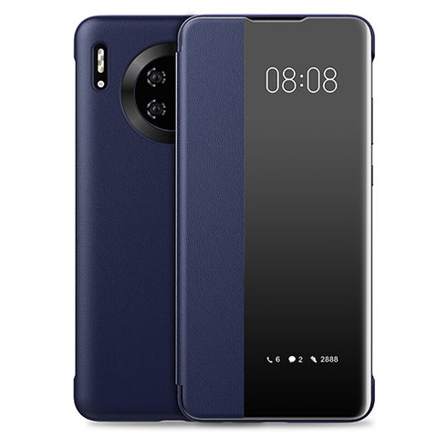 Huawei Mate 30用手帳型 レザーケース スタンド カバー T03 ファーウェイ ネイビー