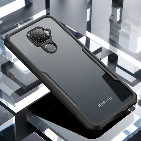 Huawei Mate 30 Lite用ハイブリットバンパーケース クリア透明 プラスチック 鏡面 カバー ファーウェイ ブラック