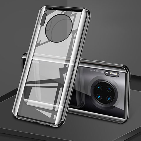 Huawei Mate 30 Pro 5G用ケース 高級感 手触り良い アルミメタル 製の金属製 360度 フルカバーバンパー 鏡面 カバー T08 ファーウェイ ブラック