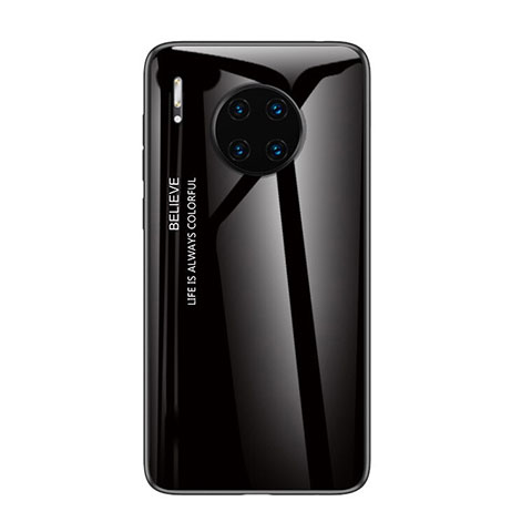 Huawei Mate 30 Pro 5G用ハイブリットバンパーケース プラスチック 鏡面 虹 グラデーション 勾配色 カバー H01 ファーウェイ ブラック