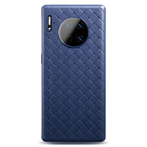 Huawei Mate 30 Pro 5G用シリコンケース ソフトタッチラバー レザー柄 カバー D01 ファーウェイ ネイビー