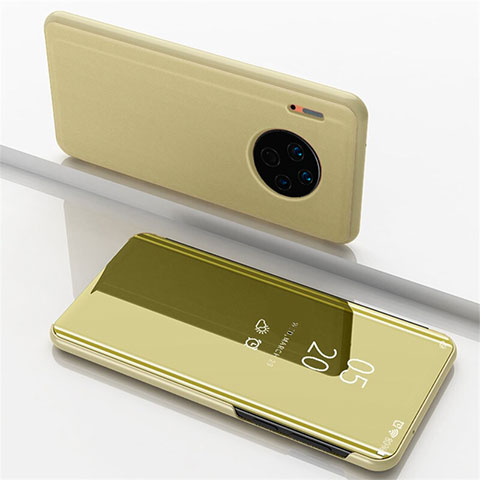 Huawei Mate 30 Pro用手帳型 レザーケース スタンド 鏡面 カバー ファーウェイ ゴールド