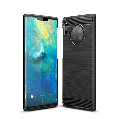 Huawei Mate 30 Pro用シリコンケース ソフトタッチラバー ライン カバー ファーウェイ ブラック