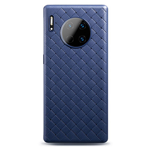 Huawei Mate 30 Pro用シリコンケース ソフトタッチラバー レザー柄 カバー H01 ファーウェイ ネイビー