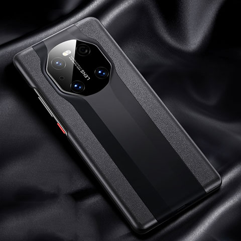Huawei Mate 40用ケース 高級感 手触り良いレザー柄 R02 ファーウェイ ブラック