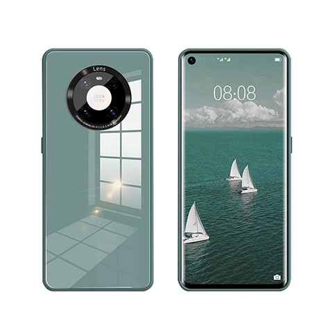 Huawei Mate 40用ハイブリットバンパーケース プラスチック 鏡面 カバー T01 ファーウェイ グリーン