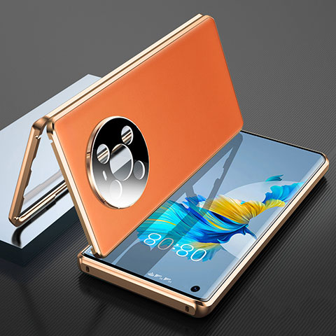 Huawei Mate 40用360度 フルカバー ケース 高級感 手触り良い アルミメタル 製の金属製 K01 ファーウェイ オレンジ