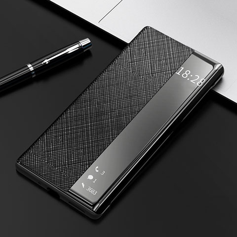 Huawei Mate 40 Pro用手帳型 レザーケース スタンド カバー K08 ファーウェイ ブラック