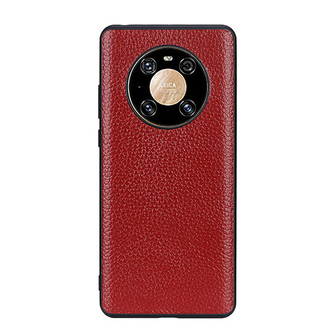 Huawei Mate 40 Pro用ケース 高級感 手触り良いレザー柄 B02H ファーウェイ レッド