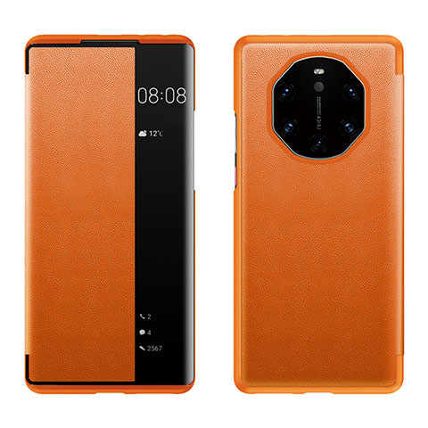 Huawei Mate 40 RS用手帳型 レザーケース スタンド カバー LF1 ファーウェイ オレンジ