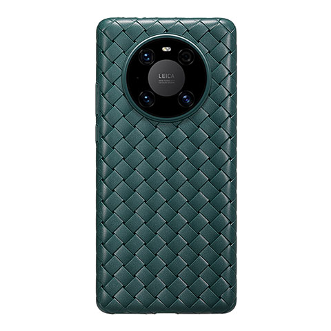 Huawei Mate 40E 5G用シリコンケース ソフトタッチラバー レザー柄 カバー ファーウェイ モスグリー