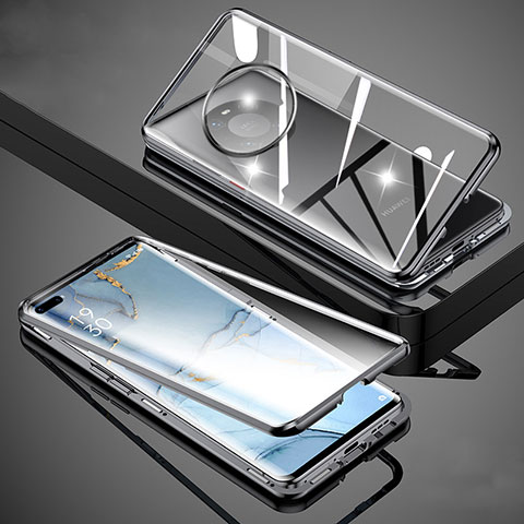 Huawei Mate 40E Pro 5G用ケース 高級感 手触り良い アルミメタル 製の金属製 360度 フルカバーバンパー 鏡面 カバー M01 ファーウェイ ブラック