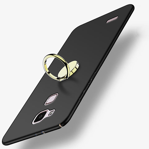Huawei Mate 7用ハードケース プラスチック 質感もマット アンド指輪 A04 ファーウェイ ブラック