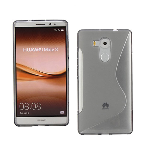 Huawei Mate 8用ソフトケース S ライン クリア透明 ファーウェイ グレー