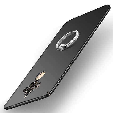 Huawei Mate 9用ハードケース プラスチック 質感もマット アンド指輪 A01 ファーウェイ ブラック