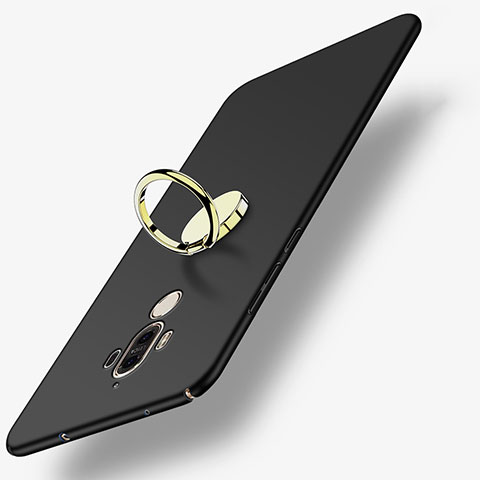 Huawei Mate 9用ハードケース プラスチック 質感もマット アンド指輪 A03 ファーウェイ ブラック