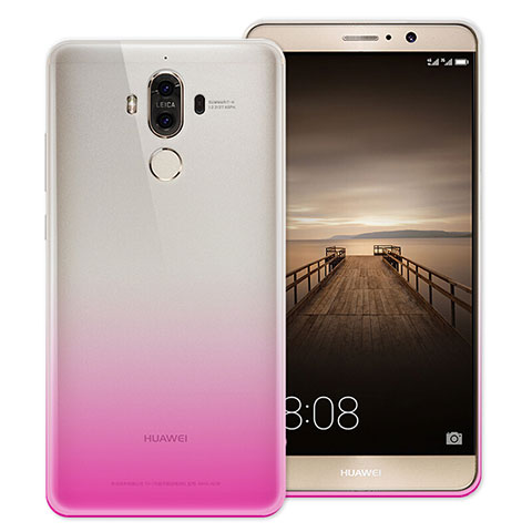 Huawei Mate 9用極薄ソフトケース グラデーション 勾配色 クリア透明 ファーウェイ ピンク