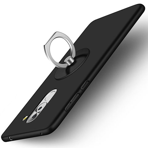 Huawei Mate 9 Lite用ハードケース プラスチック 質感もマット アンド指輪 ファーウェイ ブラック