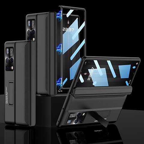 Huawei Mate X2用ハードケース プラスチック 質感もマット カバー スタンド AC1 ファーウェイ ブラック