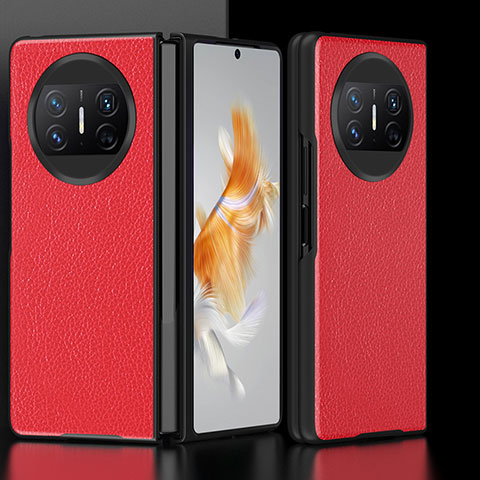 Huawei Mate X5用ハイブリットバンパーケース 高級感 手触り良いレザー柄 兼プラスチック BH5 ファーウェイ レッド