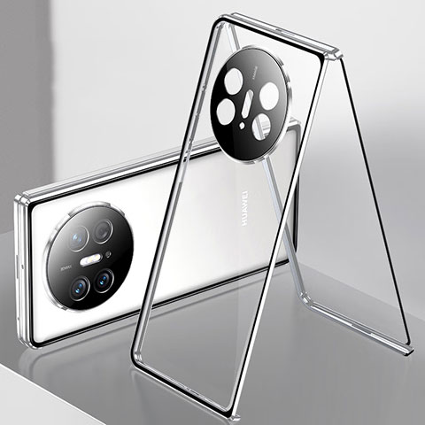 Huawei Mate X5用ケース 高級感 手触り良い アルミメタル 製の金属製 360度 フルカバーバンパー 鏡面 カバー ファーウェイ シルバー