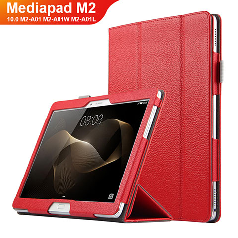 Huawei MediaPad M2 10.0 M2-A01 M2-A01W M2-A01L用手帳型 レザーケース スタンド ファーウェイ レッド
