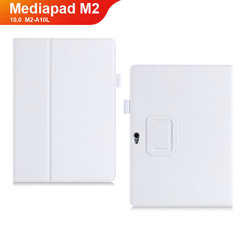 Huawei MediaPad M2 10.0 M2-A10L用手帳型 レザーケース スタンド カバー ファーウェイ ホワイト