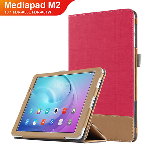 Huawei MediaPad M2 10.1 FDR-A03L FDR-A01W用手帳型 レザーケース スタンド L01 ファーウェイ レッド