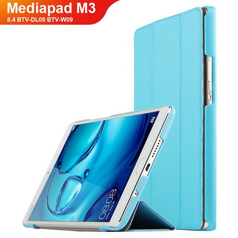 Huawei Mediapad M3 8.4 BTV-DL09 BTV-W09用手帳型 レザーケース スタンド ファーウェイ シアン