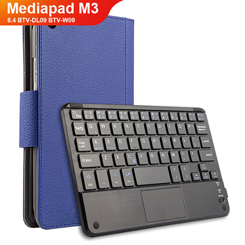 Huawei Mediapad M3 8.4 BTV-DL09 BTV-W09用手帳型 レザーケース スタンド アンド キーボード ファーウェイ ネイビー