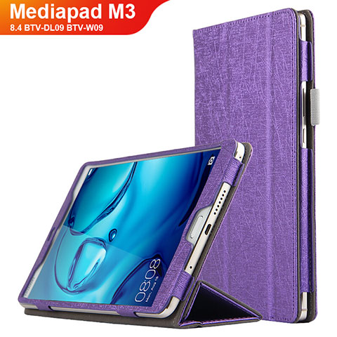 Huawei Mediapad M3 8.4 BTV-DL09 BTV-W09用手帳型 レザーケース スタンド L04 ファーウェイ パープル
