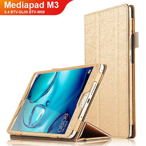 Huawei Mediapad M3 8.4 BTV-DL09 BTV-W09用手帳型 レザーケース スタンド L04 ファーウェイ ゴールド