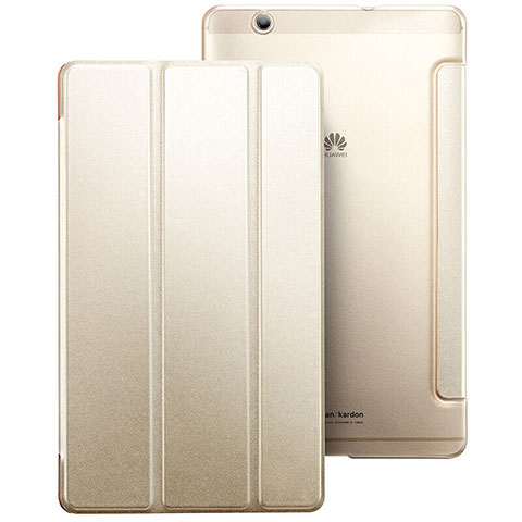 Huawei MediaPad M3用手帳型 レザーケース スタンド ファーウェイ ゴールド