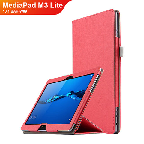 Huawei MediaPad M3 Lite 10.1 BAH-W09用手帳型 レザーケース スタンド ファーウェイ レッド
