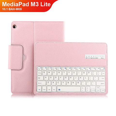 Huawei MediaPad M3 Lite 10.1 BAH-W09用手帳型 レザーケース スタンド アンド キーボード L01 ファーウェイ ピンク