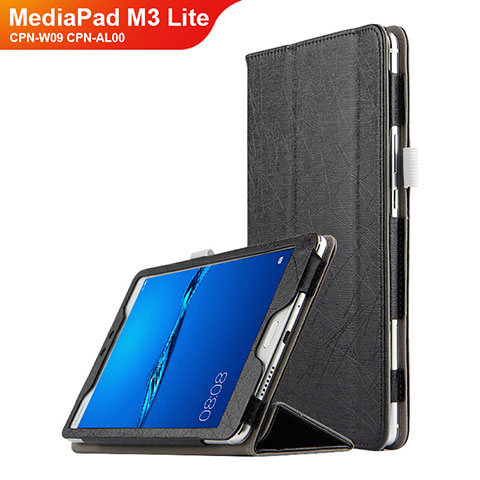Huawei MediaPad M3 Lite 8.0 CPN-W09 CPN-AL00用手帳型 レザーケース スタンド ファーウェイ ブラック
