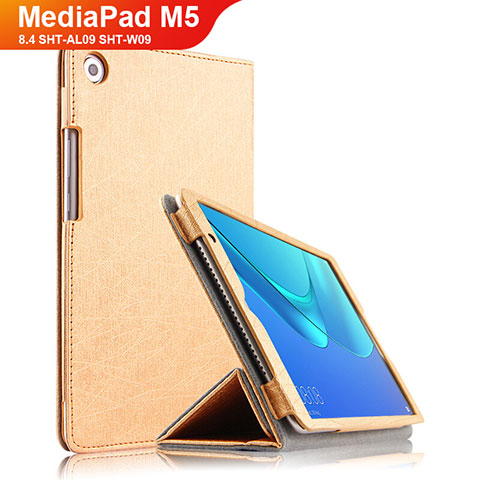 Huawei MediaPad M5 8.4 SHT-AL09 SHT-W09用手帳型 レザーケース スタンド L02 ファーウェイ ゴールド