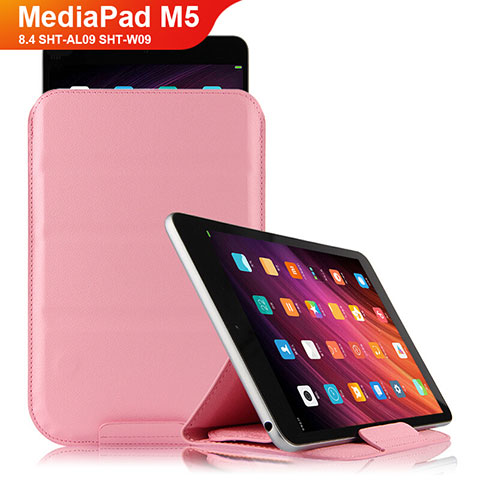 Huawei MediaPad M5 8.4 SHT-AL09 SHT-W09用手帳型 レザーケース スタンド L06 ファーウェイ ピンク