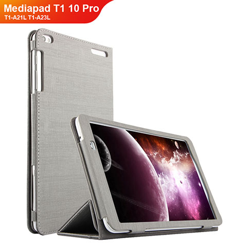 Huawei Mediapad T1 10 Pro T1-A21L T1-A23L用手帳型 布 スタンド ファーウェイ グレー