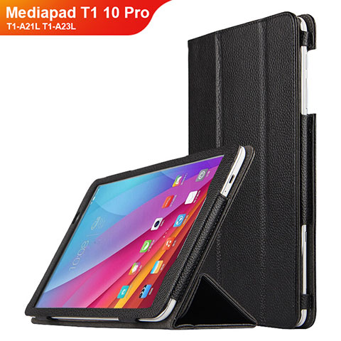 Huawei Mediapad T1 10 Pro T1-A21L T1-A23L用手帳型 レザーケース スタンド L01 ファーウェイ ブラック